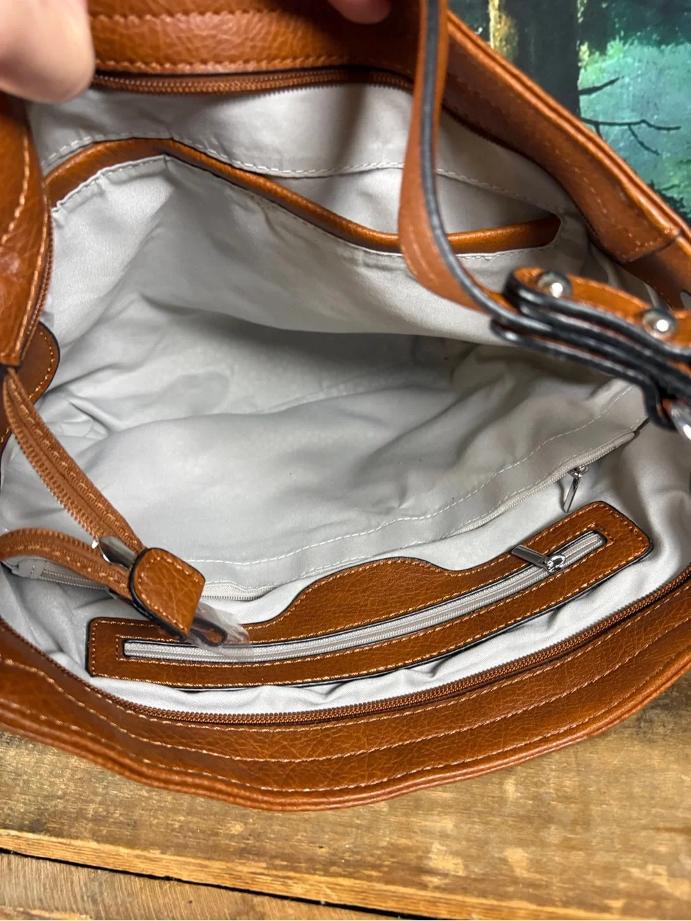 Alyssa Camel Hobo Shoulder Bag Vegan Leather Snap Hook NWT